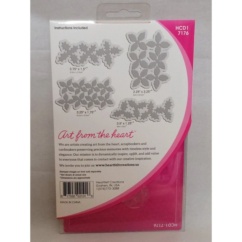 Heartfelt Creations Poinsettia Holly Clusters Craft Dies Cling Stamps Scrapbook